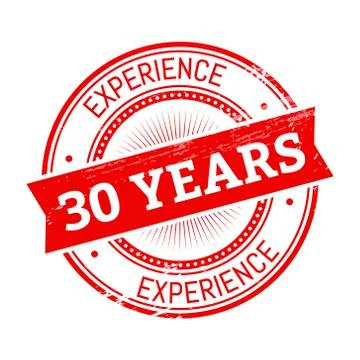 30 years experience round stamp Stock Illustration