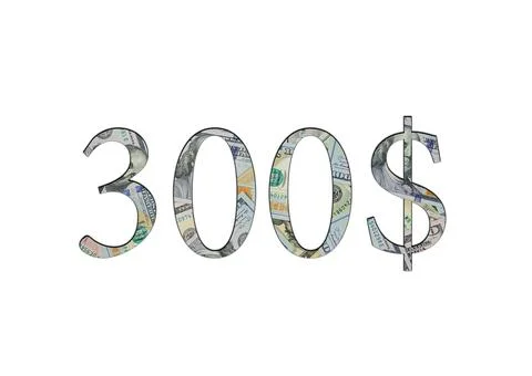 $ 300. Us dollar banknotes. The texture of the money. Isolated on white backg Stock Photos