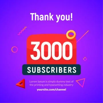 3000 followers vector post 3k celebration. Three thousand subscribers followers Stock Illustration