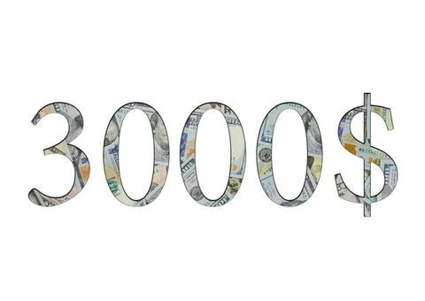 $ 3000. Us dollar banknotes. The texture of the money. Isolated on white back Stock Photos