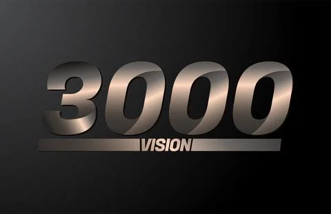 3000 with vision text, vision 3000 new year vector isolated on black backgrou Stock Illustration