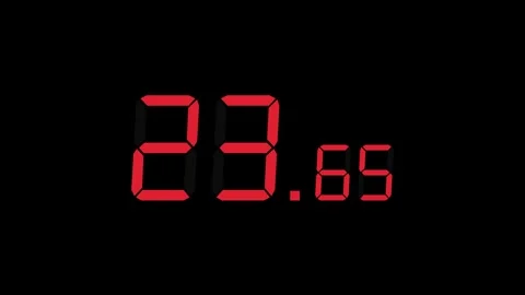 30.00s Countdown Timer – Large Seconds, Small Milliseconds, Red on Black Vídeo Stock 311795681