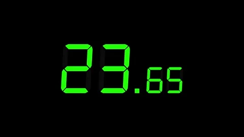 30.00s Countdown Timer – Large Seconds, Small Milliseconds, Green on Black 库存影片 314246674