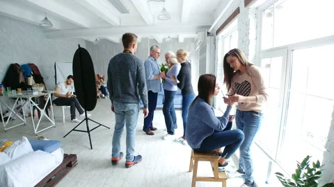30.03.2018 Ukraine, Kiev, shooting process with a people in a studio. time lapse Stock Footage 90959748
