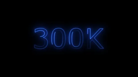 300k Neon Text Animation on Black Background. thank you social network subs.. Stock Footage 310075485