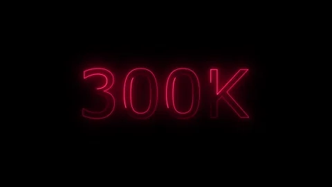 300k Neon Text Animation on Black Background. thank you social network subs.. Stock Footage 310075508