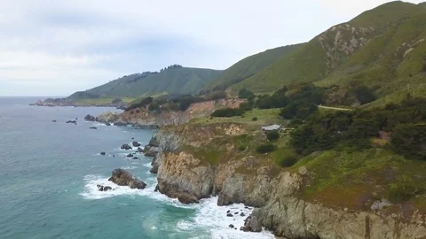 301 Big Sur aerial cliffs mountains and ocean Stock-Footage 110797351