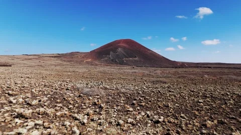 Low Altitude Flight, Calderón Hondo Volcano, Fuerteventura Desert - Aerial Drone