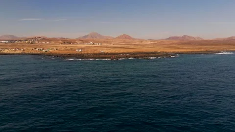 Mountains from the Atlantic Ocean, Fuerteventura - Aerial Drone