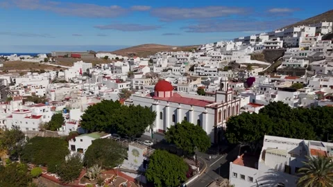 Church in Agaete, Gran Canaria, Canary Islands, Spain - Aerial Drone Church in Agaete, Gran Canaria, Canary Islands, Spain - Aerial Drone