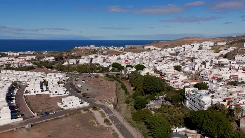 High Altitude Drone Flight Over Agaete Town, Gran Canaria, Spain High Altitude Drone Flight Over Agaete Town, Gran Canaria, Spain