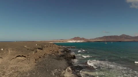 Dramatic volcanic coastline, Puerto de la Cruz, Fuerteventura - Aerial Drone