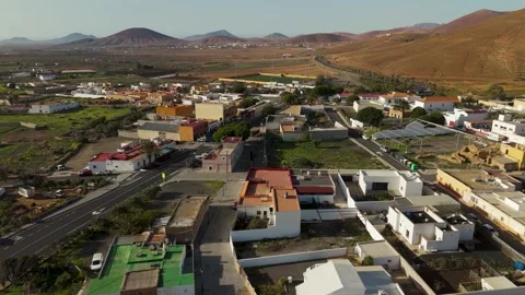 Flying over Tuineje, Fuerteventura at Sunrise - Aerial Drone