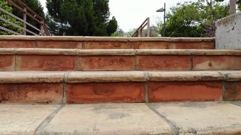 303 Stone steps in park. Granite stairs. Close up of staircase. Park steps Stock Footage 88661612