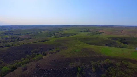 3.07 McDowell Creek Road Tracking Right Over Hills 003207 Stock Footage 90257942
