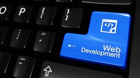 308. Web Development Moving Motion On Computer Keyboard Button. Stock Footage 95310601