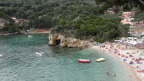 30fps 4K View of beautiful small beach in Paleokastritsa area Corfu Greece Stock Footage 135509839