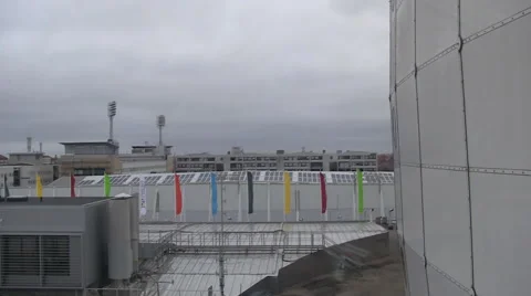 30s Descending Skyview on Ericsson Globe Silent Stock Footage 46568948