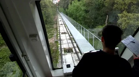 30s Funicular Descending Silent Stock Footage 47957041
