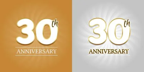 30th Anniversary Background - 30 years Celebration gold and Silver. Eps10 Vec Stock Illustration