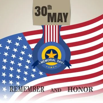30th may - Memorial Day flat vector illustration. Stock Illustration