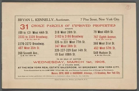 31 Choice Parcels of Improved Properties Cartographic. Maps. 1905-03-01. L... Foto stock