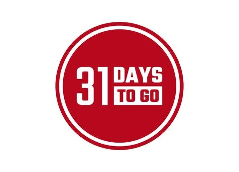 31 days to go red vector banner illustration isolated on white background Stock Illustration