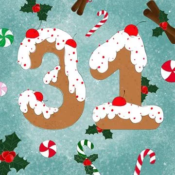 31 gingerbread figure  for postcards Stock Illustration