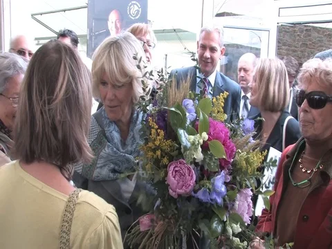31-May-2011 Camilla visits the Hay-on-Wye festival 스톡 동영상 100764618