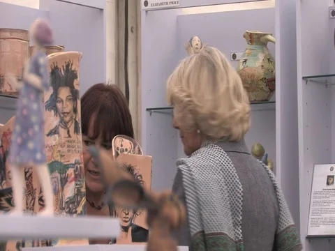 31-May-2011 Camilla visits the Hay-on-Wye festival Video stock 100764728