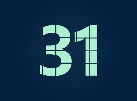 31 number, vector desing font.  Made of knife cut. For logo, brand label, des Stock Illustration