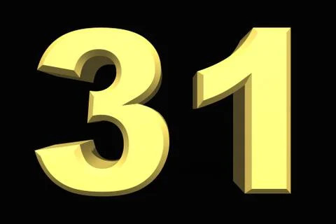 31 thirty one number 3d blue on a dark background Stock Illustration