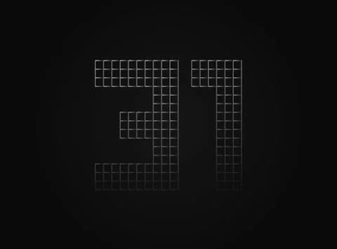 31 vector number made of metal chain link fence. For logo, brand label, desig Illustrazione stock