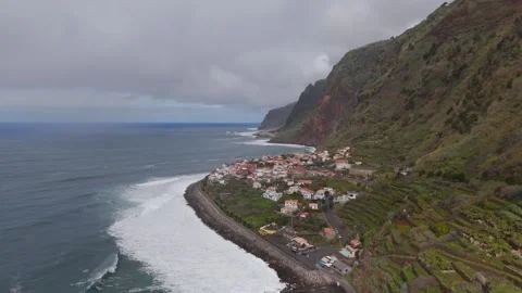 Cliffside Town of Jardim do Mar, Calheta, Madeira, Portugal - Aerial Drone Cliffside Town of Jardim do Mar, Calheta, Madeira, Portugal - Aerial Drone