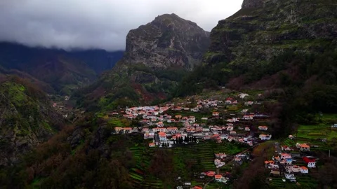 Circling Valley of the Nuns Curral das Freiras, Madeira, Portugal - Aerial Drone Circling Valley of the Nuns Curral das Freiras, Madeira, Portugal - Aerial Drone
