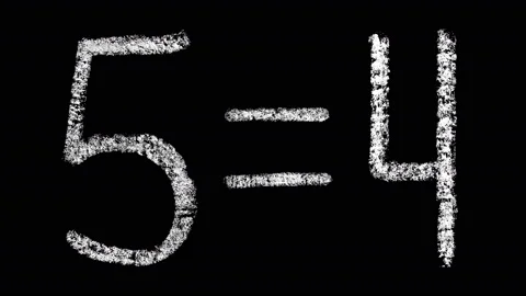 3+1=5, buy 4 get 1 free, 5=4 promo action handwritten white chalk text Stock Footage 89694635
