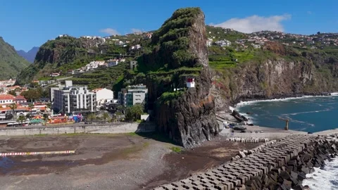Flight over Ridge at Ribeira Brava, Madeira, Portugal - Aerial Drone Flight over Ridge at Ribeira Brava, Madeira, Portugal - Aerial Drone