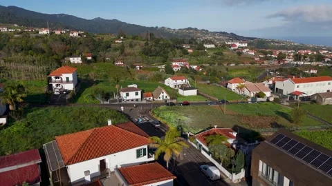 Traditional Madeiran Home in Santana, Madeira, Portugal - Aerial Drone Traditional Madeiran Home in Santana, Madeira, Portugal - Aerial Drone