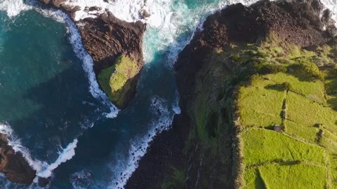 Top Down View of Coastline at Seixal, Madeira, Portugal - Aerial Drone Top Down View of Coastline at Seixal, Madeira, Portugal - Aerial Drone