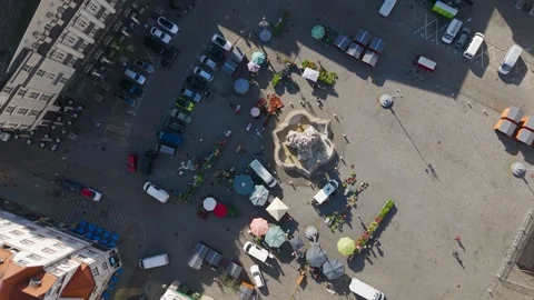 Vegetable Market Square, Brno, Czechia - Aerial Drone Vegetable Market Square, Brno, Czechia - Aerial Drone
