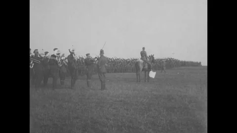 318th infantry troops are shown drilling and General Joseph Dickman decorates Stock Footage 102978599