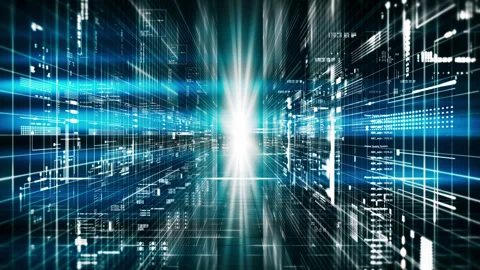 31_Futuristic Digital Data Tunnel Technology Background. Stock Footage 334643771