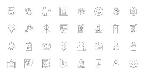 32 128x128 Thin Line Grid Fitted Vector Icons for Identity Projects Stock Illustration