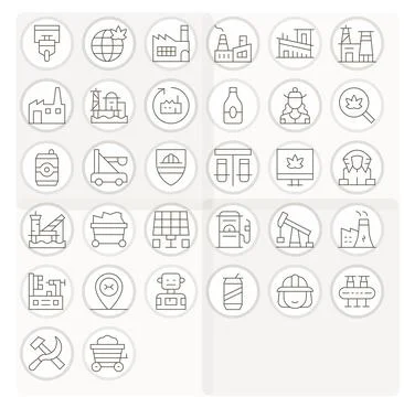 32 128x128 Thin Line Pixel Aligned Vector Icons for Industry Projects 스톡 일러스트