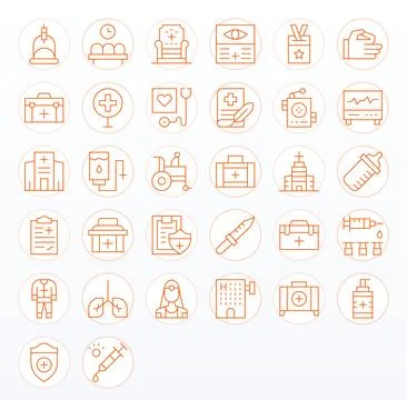 32 256x256 Thin Line Editable Vector Icons for Hospital Projects Illustrazione stock