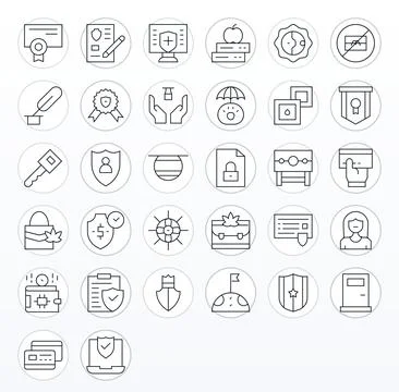 32 256x256 Thin Line Vector Icons for Secure with Detail Enhanced precision Stock Illustration