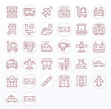 32 256x256 Thin Line Vector Icons optimized for Passenger PIXEL Perfect displ Illustrazione stock