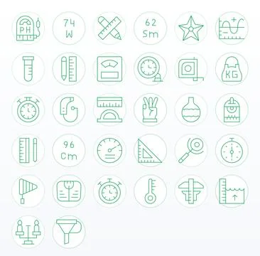 32 256x256 Thin Line Vector Icons optimized for Measurement Pixel Optimized.. Stockillustratie