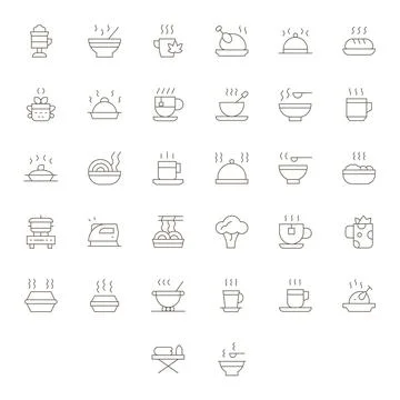 32 256x256 Vector Icons for Steaming in Pixel Optimized Thin Line Format Stock Illustration