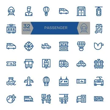 32 64x64 Bold Line Vector Icons optimized for Passenger Pixel Aligned display Stock Illustration